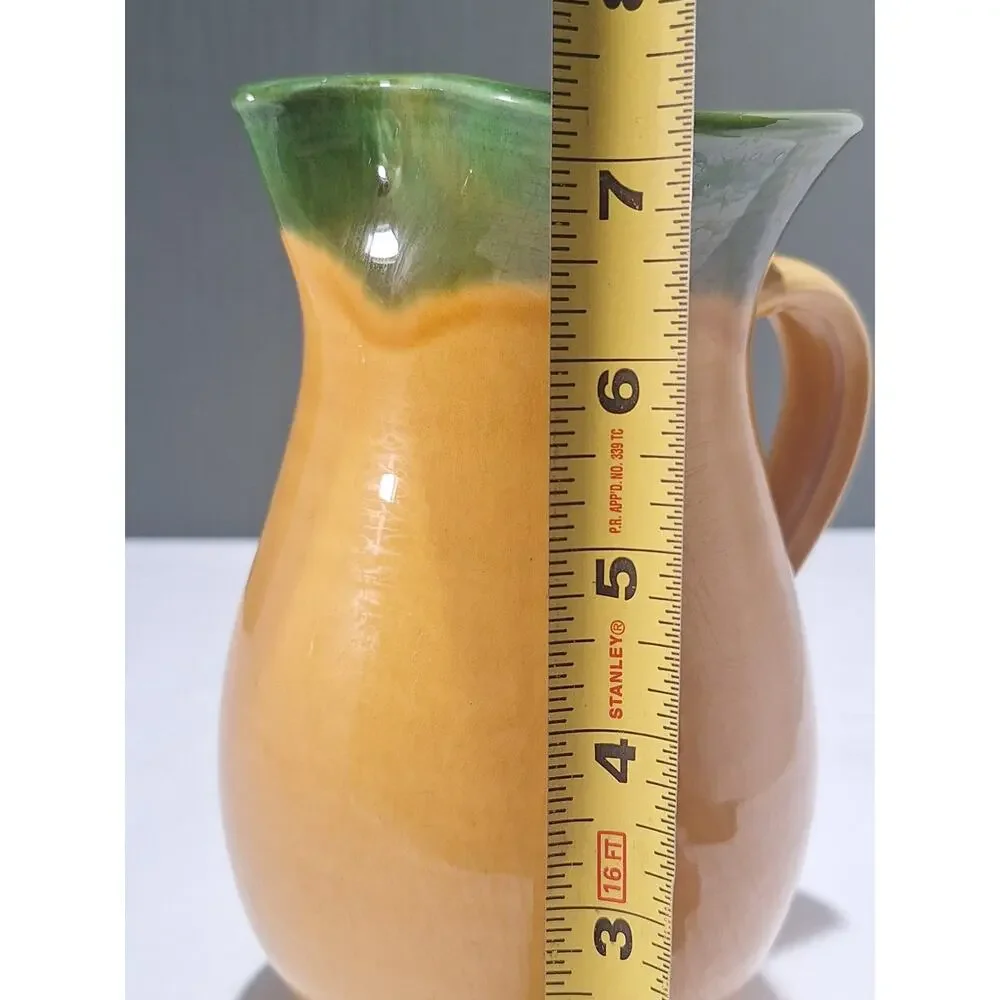 Vintage Hand Thrown Art Pottery Olive Branch Pitcher 7.5